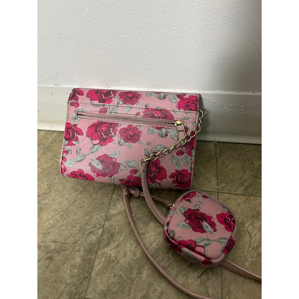 Betsey Johnson Pink Floral Crossbody Bag with Matching Coin Purse - Picture 2 of 6